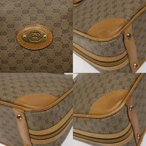 GUCCI Micro GG Supreme Hand Bag PVC Beige Gold 000 39 0030 Auth BA2146 - Picture 13 of 14